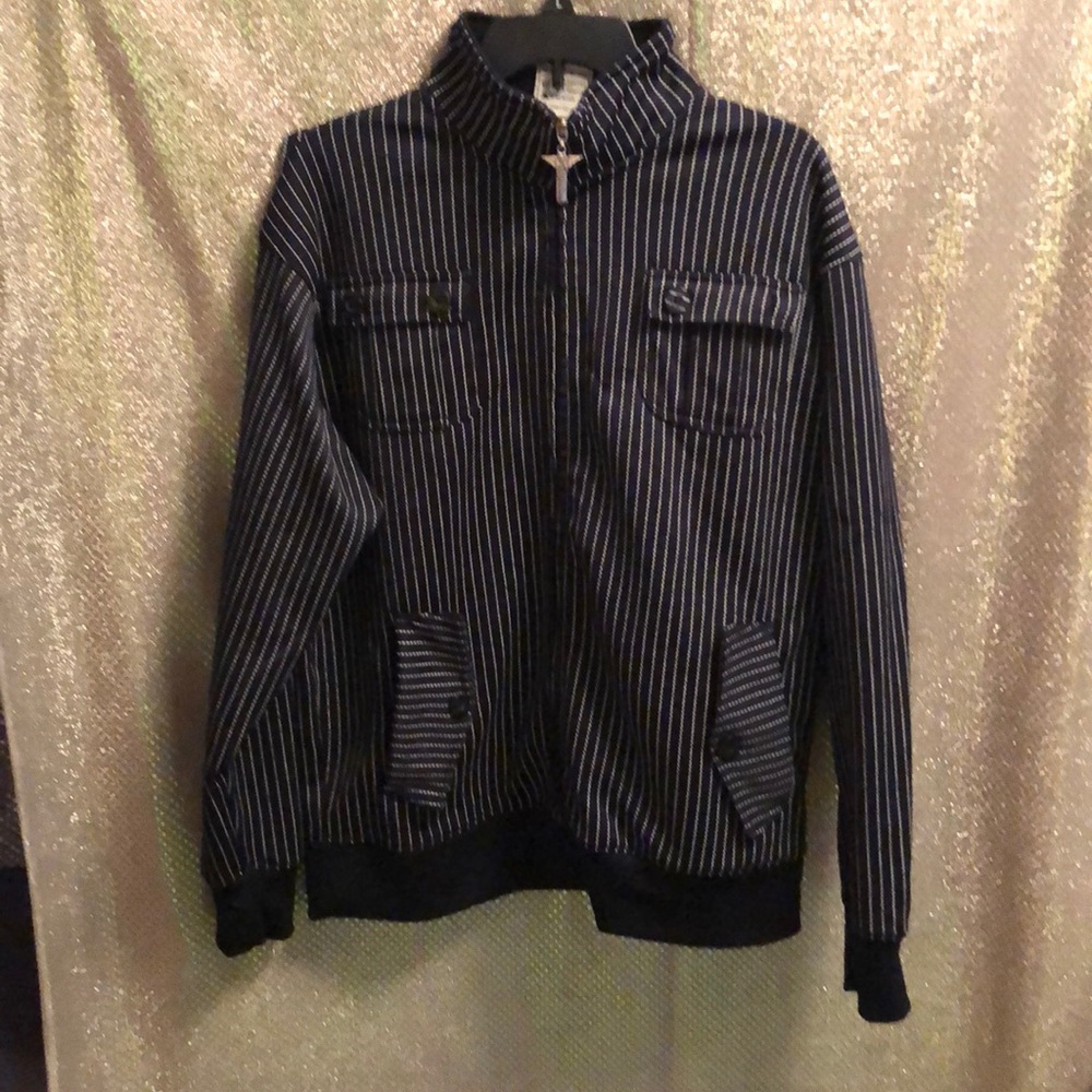 Blue with white pinstripe Avirex jacket